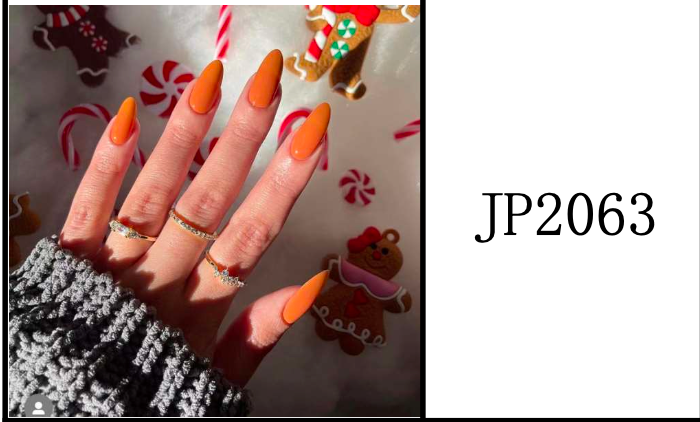 Ongles Stiletto Longue – Orange brûlé Brillant (JP2063)