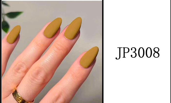 Ongles Amande Longue – Vert olive / Moutarde Mat (JP3008)